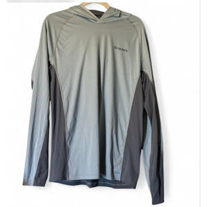 Simms Fishing Sun Hoodie Gray Blue Performance Shirt Size M